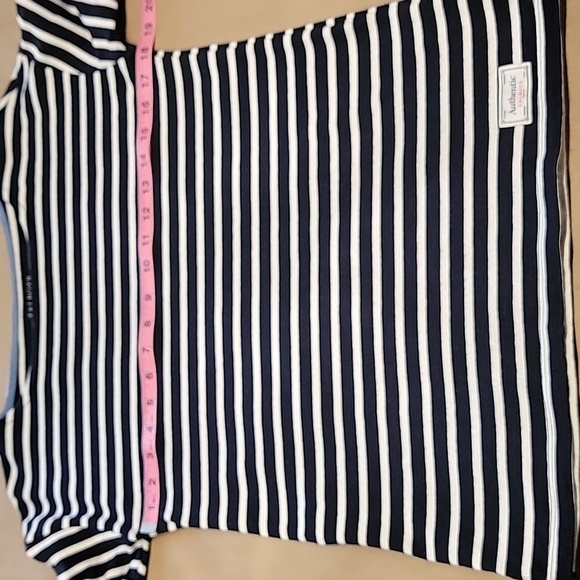 Talbots Size SP 100% Cotton Navy Blue & White Striped Long Sleeve Top - Picture 9 of 13